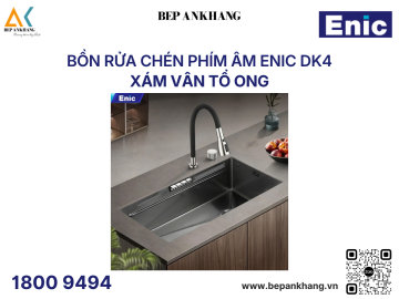 Bồn rửa chén phím âm Enic DK4 - Màu xám vân tổ ong - Màn hình led hiển thị nhiệt độ
